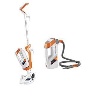 lot 9233 image: Bissell PowerFresh Lift-Off Pet Steam Mop, Steamer, Tile, Bathroom, Hard Wood Floor Cleaner, 1544A, Orange