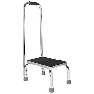 lot 9250 image: Vaunn Medical Foot Step Stool with Handle and Anti Skid Rubber Platform, Lightweight and Sturdy Stool for Children, Adults and Seniors, Chrome