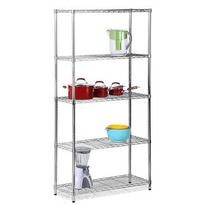 lot 9260 image: Honey Can Do 5-Tier Heavy-Duty Adjustable Shelving Unit, Chrome
