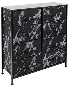 lot 9263 image: Sorbus Dresser with 8 Drawers - Furniture Storage Chest Tower Unit for Bedroom, Hallway, Closet, Office Organization - Steel Frame, Wood Top, Easy Pull Fabric Bins (Marble Black Black Frame)
