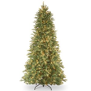 lot 9268 image: National Tree Company Feel Real Pre-lit Artificial Christmas Tree  Includes Pre-strung White Lights and Stand  Tiffany Fir Slim - 6.5 ft