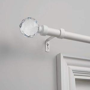 lot 9277 image: Exclusive Home Curtains Crystal Ball Curtain Rod and Finial Set, 36-72, Matte White,ER1013-04 3672