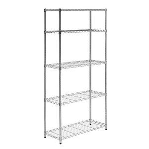 lot 9297 image: 5-Tier Chrome Heavy-Duty Adjustable Shelving Unit with 200-lb Per Shelf Weight Capacity