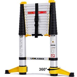 lot 9341 image: Lionladder 12.5FT EN131-6 Telescoping Ladder, One-Button Retraction, Pro Aluminum Ladder, 330 Lbs Capacity