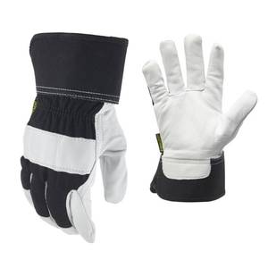 lot 47204 image: Firm Grip Goatskin Leather Palm Large Glove, Black & White