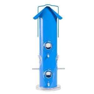 lot 47208 image: Perky-Pet 1 lb Blue Metal Tube Wild Bird Feeder