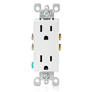 lot 47265 image: Leviton M24-05325-WMP 15 Amp White Residential Grade Straight Blade Duplex Receptacle 10 Count