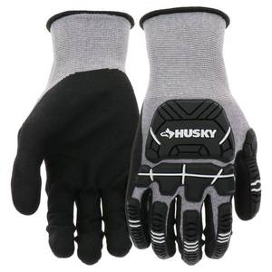 lot 47279 image: Husky Large Sandy Nitrile TPR Dipped Glove Cut 2, Black