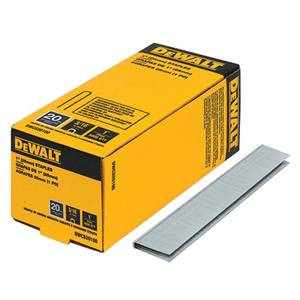 lot 47318 image: DEWALT 1 in. x 20-Gauge 316 in. Crown Glue Collated Hardwood Flooring Staple (5,000 per Box)