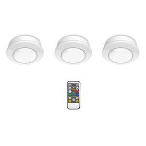 lot 49802 image: Commercial Electric Remote Control 3.11 in. LED White Color Changing Puck Light (3-Pack)