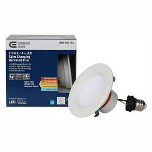 lot 49894 image: Commercial Electric 4 in. Matte White Integrated LED Recessed Trim (2-Pack)