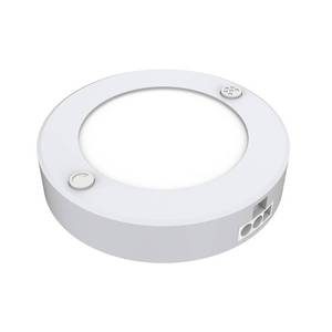 lot 49922 image: Feit Electric 3 in. Plug-in White Linkable Onesync Under Cabinet Integrated LED Puck Light with Color Changing CCT (3-Pack)