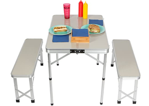 lot 9150 image: TRADEMARK INNOVATIONS BLUE FOLDING TABLE TBLE-PCNC- PRTBU