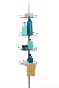 lot 9151 image: Zenna Home Pole Shower Caddy, Chrome