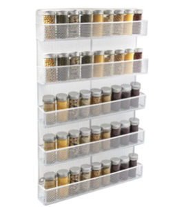 lot 9161 image: TOVAL WHITE WALL MOUNT SPICE RACK ORGANIZER