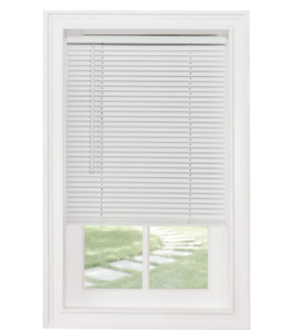 lot 9317 image: ACHIM HOME FURNISHINGS CIRDLESS MORINGSTAR LIGHT FILTERING MINI BLINDS 58 PEARL WHITE & 36 PEARL WHITE