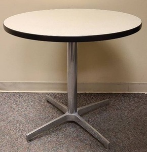 lot 21014 image: 30 inch round cafe table with stainless steel base