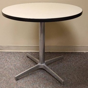 lot 21015 image: 30 inch round cafe table with stainless steel base