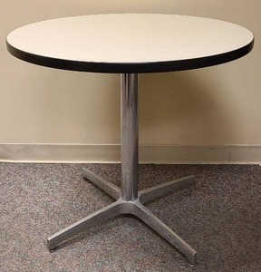 lot 21016 image: 30 inch round cafe table with stainless steel base