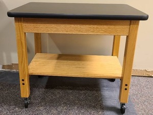 lot 21013 image: 3ft oak service cart with locking casters