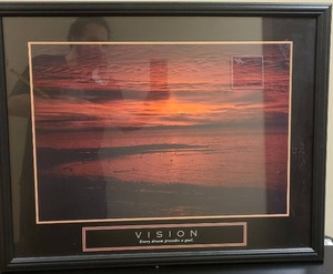 lot 21037 image: glass and wood framed art (Vision)