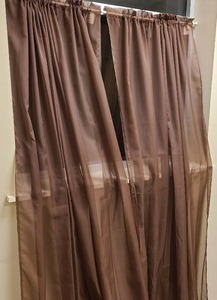 lot 21050 image: lot of 2 shear brown curtains 72 inch plus adjustable curtain rod