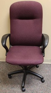 lot 21067 image: adjustable office chair on casters (maroon)