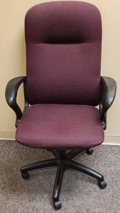 lot 21069 image: adjustable office chair on casters (maroon)
