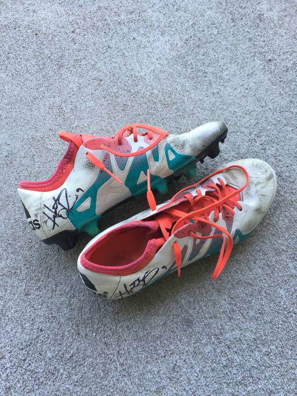 lot 100 image: Heather OReilly Game-Worn Cleats (signed) 3X Olympic Gold Medal Champion, FIFA Womens World Cup & NWSL Champion