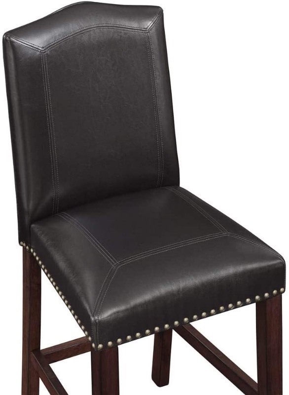lot 2328 image: Comfort Pointe Carteret Espresso Brown Bonded Leather &amp Hardwood Barstool With Nail Head Trim -Retail $165.00