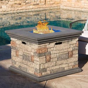 lot 303 image: Chesney Outdoor - Square Fire Pit by Christopher Knight Home  - Retail$609.00