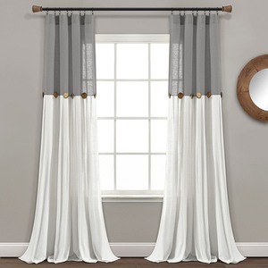 lot 307 image: Lush Decor -  Linen Button Single Panel Window Curtain - Retail $53.49