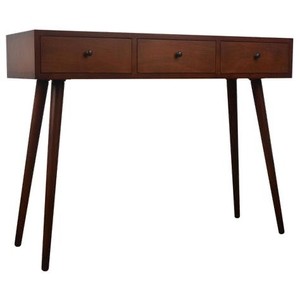 lot 313 image: Decor Therapy - Mid Century Three Drawer Console Table Wood -  Light Walnut - Retail $169.99