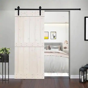 lot 344 image: 36 Knotty Pine Paneled Wood Barn Door With Installation Hardware Kit  White  - Retail $418.19
