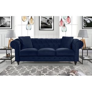 lot 345 image: Microfiber Small-space Chesterfield Sofa - Retail$569.99