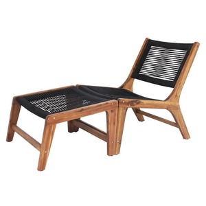 lot 346 image: MADE 4 HOME - Camona Armless Wood Outdoor Lounge Chair in Black - Retail $305.00