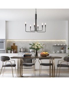 lot 323 image: Shaby Chic Black Chandelier 6-lights Pendant Lighting for Kitchen - Retail$242.49