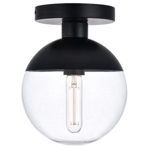 lot 333 image: Living District Clear Glass 1 Light Flush Mount Black - Retail $57.60