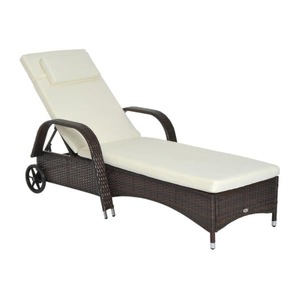 lot 327 image: Outsunny Adjustable Rattan Patio Lounge Chair - Retail $235.49