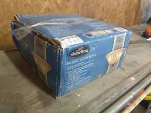 lot 217 image: Mosaic Glass Bowl Ceiling Fan Light Kit