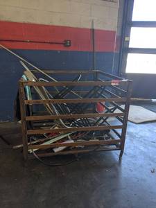 lot 22363 image: Iron crate w miscellaneous items - rusted