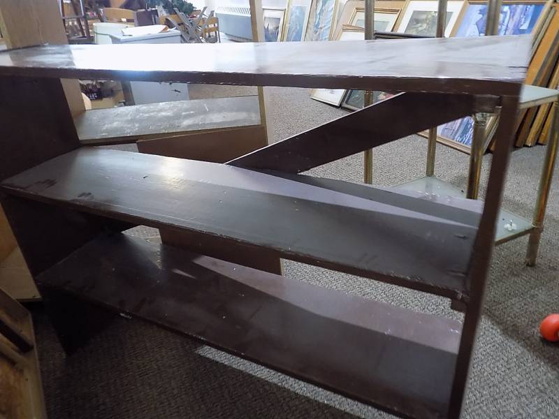 lot 5028 image: 3 Shelf Book Shelf Solid Wood