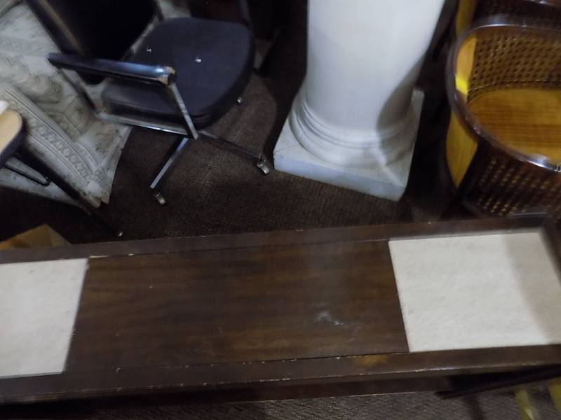 lot 5083 image: Wood & marble Sofa Table