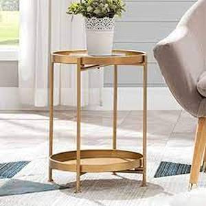 lot 4663 image: Gold Small Round Side Table
