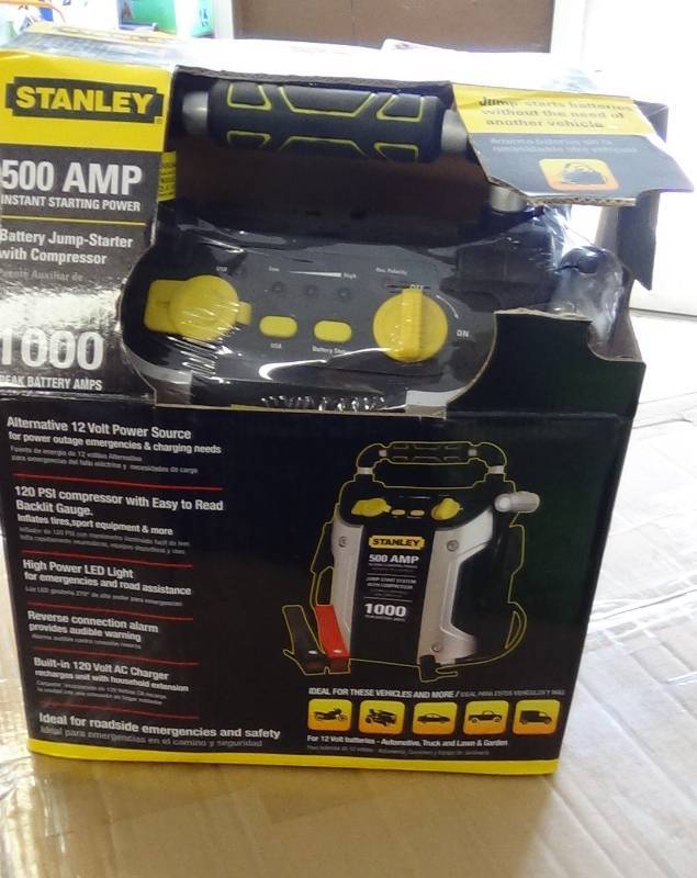 lot 3020 image: Stanley 1000 Peak Amp Jump Starter with Built in Compressor