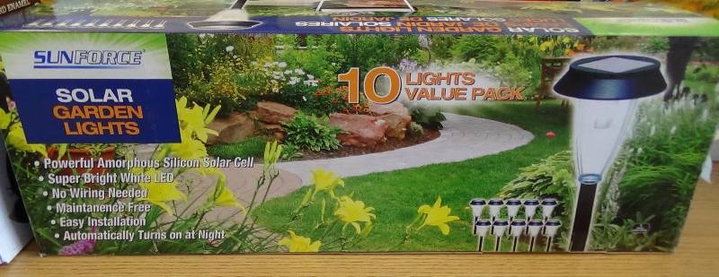 lot 3034 image: Sunforce Solar Garden Lights - 10 Lights Value Pack