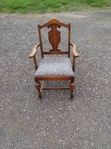 lot 434 image: wood and fabric armchair