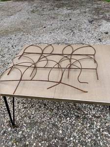 lot 460 image: 3 pieces of wrought iron garden fence 36 in Long 17 in tall has some damage