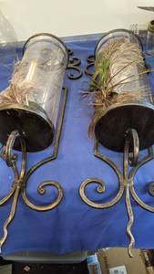 lot 1491 image: 2 wrought iron candle holders 31-in long