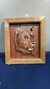 lot 1517 image: wood cut out tiger picture